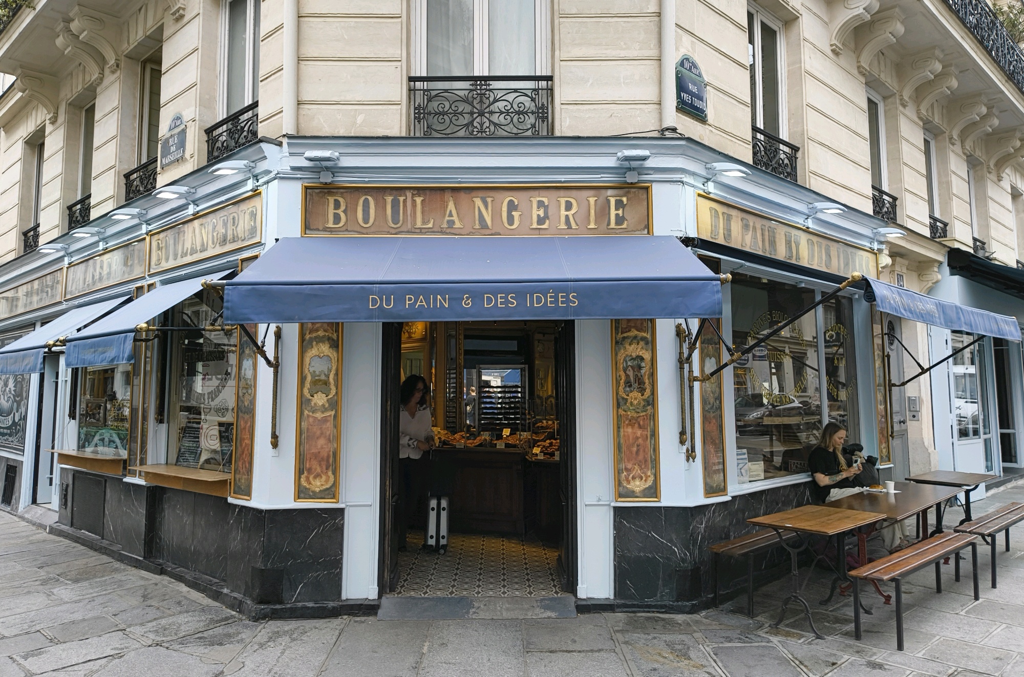 The boulangerie Du Pain et des Idées at the corner of rue Yves Toudic and rue de Marseille, Paris 10e, at premises continuously a boulangerie since the late nineteenth century
